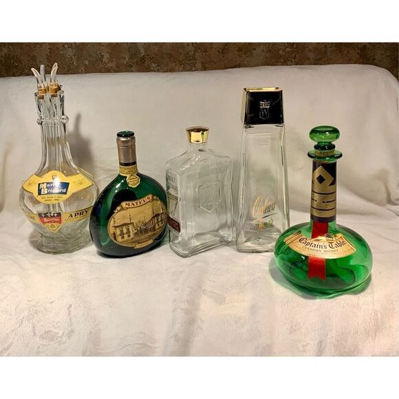 5 VINTAGE EMPTY ALCOHOL bar BOTTLES LOT whisky - Picture 2 of 7